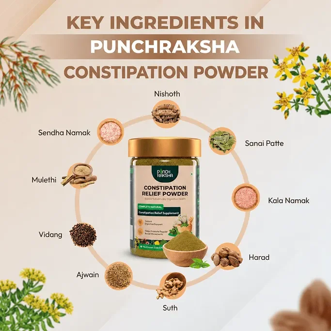 herbal ingredients in PunchRaksha instant laxative medicine